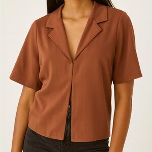 Abercrombie‎ & Fitch Satin Hook Eye Shirt in Brown